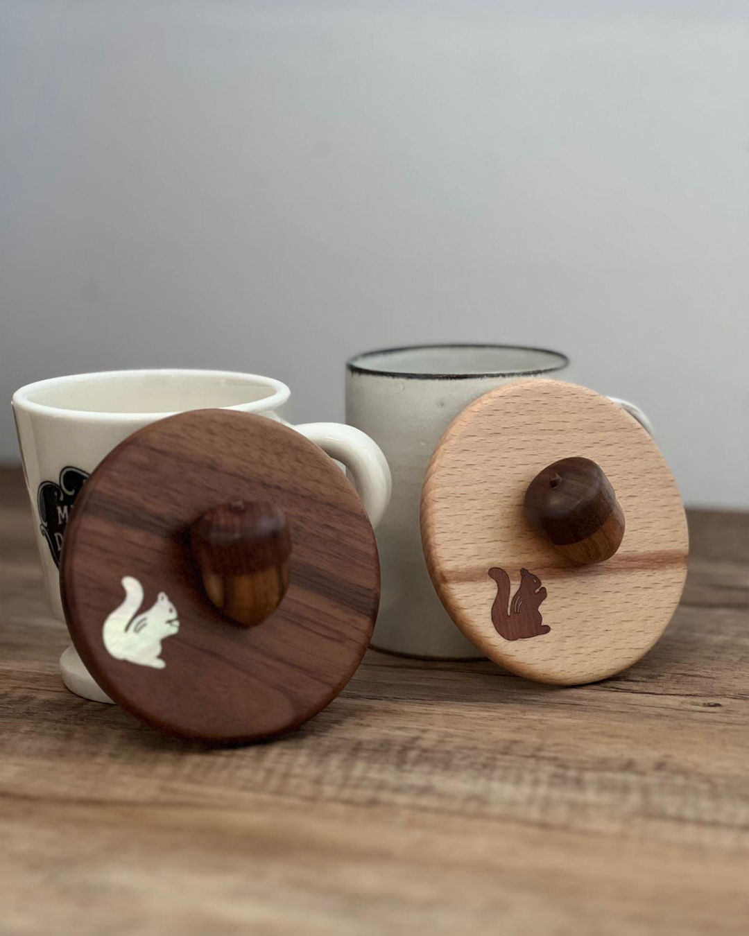 貝象嵌 橡木杯蓋 松鼠｜夢工房