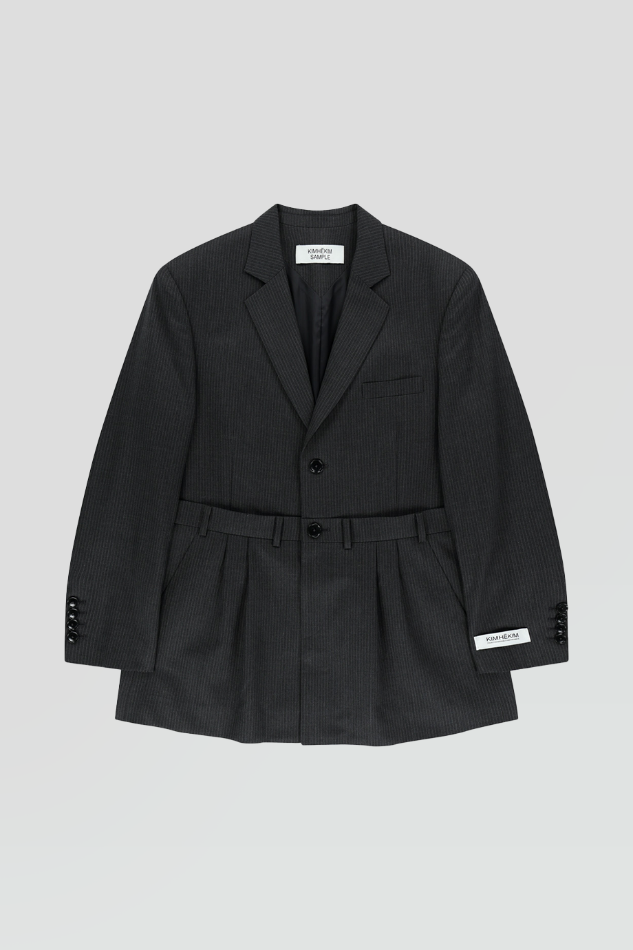 KIMHEKIM｜KOKKA 寬版打褶細條紋西裝外套