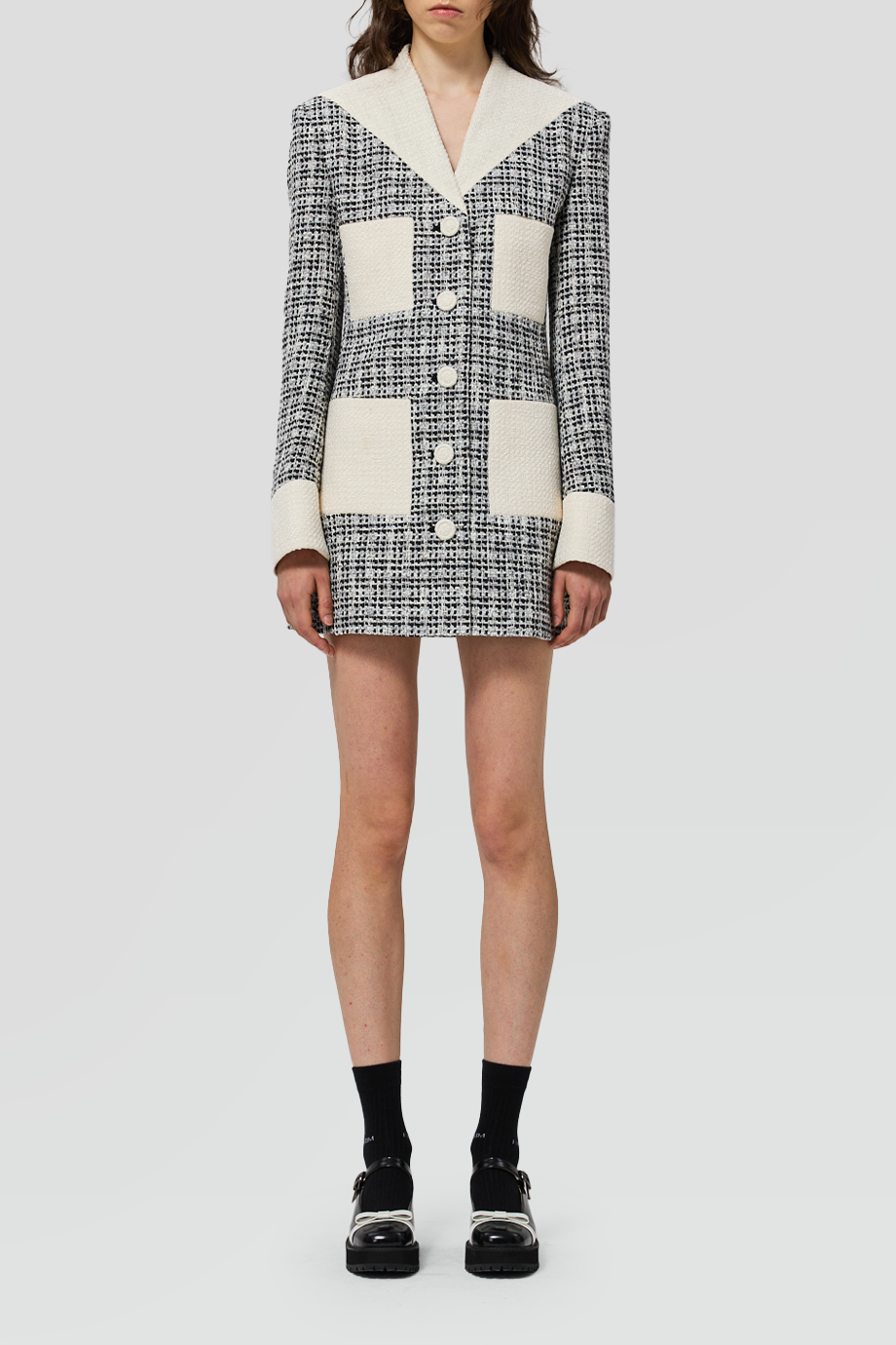 KIMHEKIM｜MALEVICH 撞色排釦粗花呢短洋裝