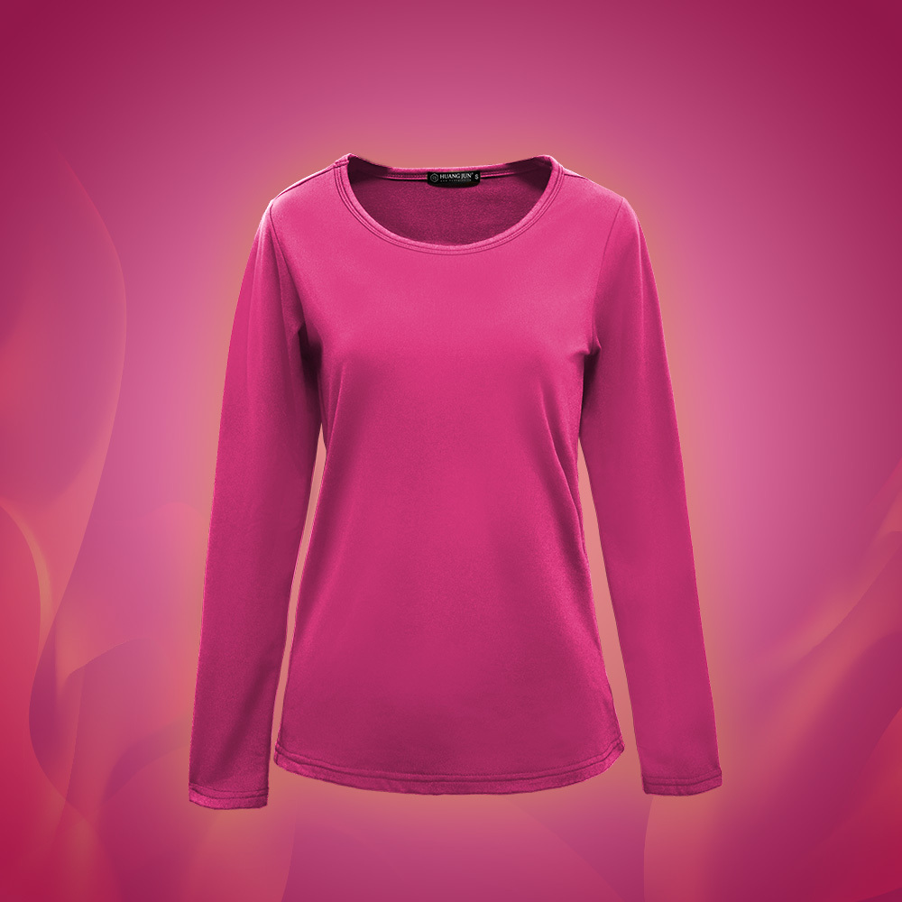 【圓領】速暖絨保暖衣3.0-桃紅