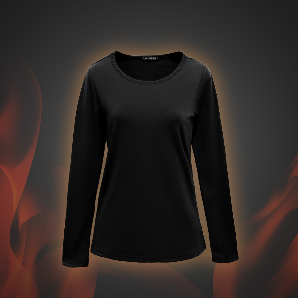 【圓領】速暖絨保暖衣3.0-黑色