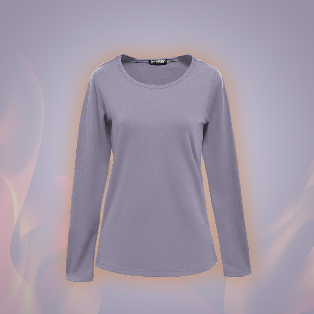 【圓領】速暖絨保暖衣3.0-淡紫