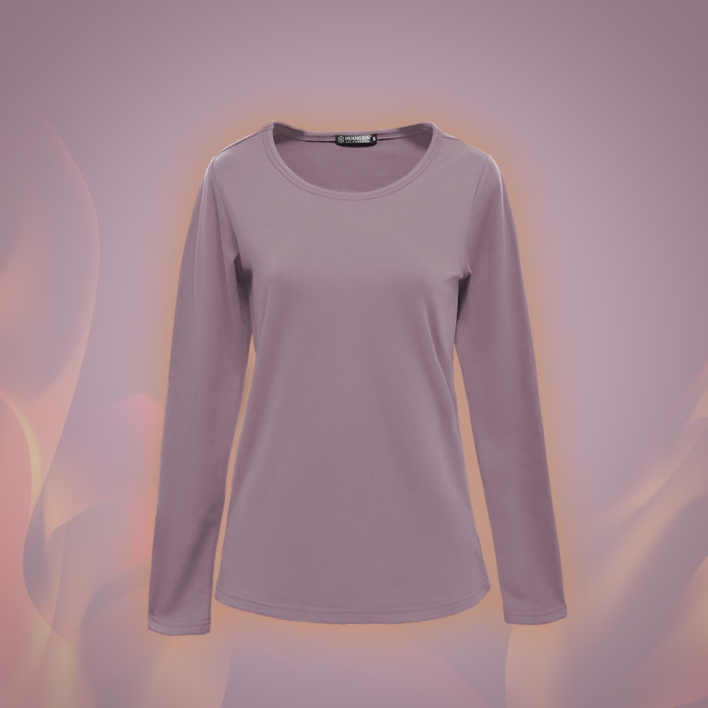 【圓領】速暖絨保暖衣3.0-丁香紫