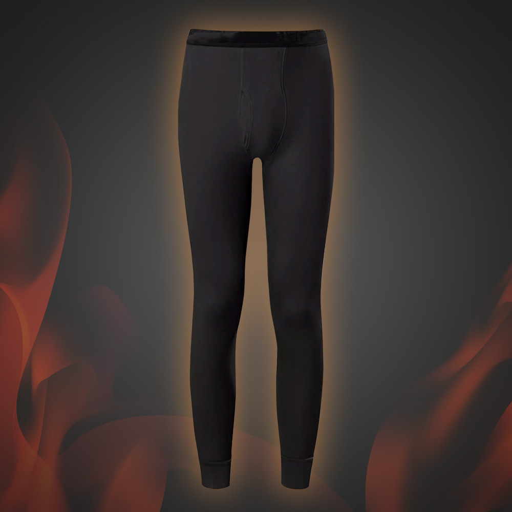 【男款】素面細絨毛保暖褲-黑