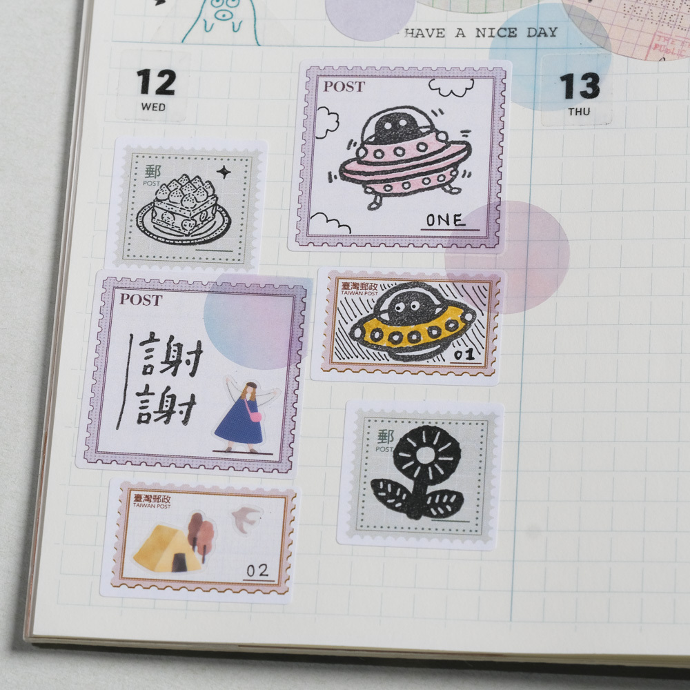 貼紙綜合包 郵票 模造 標籤貼 組合｜一分之一工作室 台灣