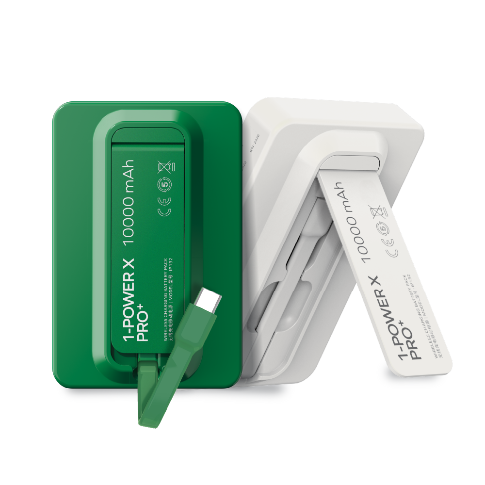 【盒損品】1-Power X Pro 10000mAh 磁吸內建USB-C線行動電源-附支架