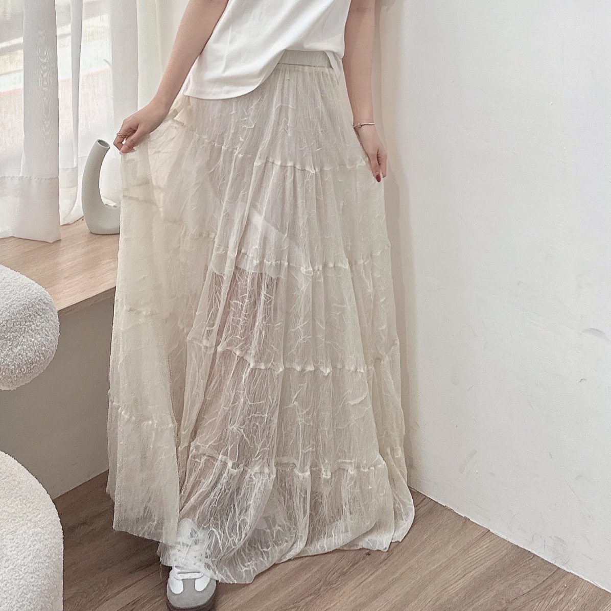 白月光蕾絲長裙/二色
