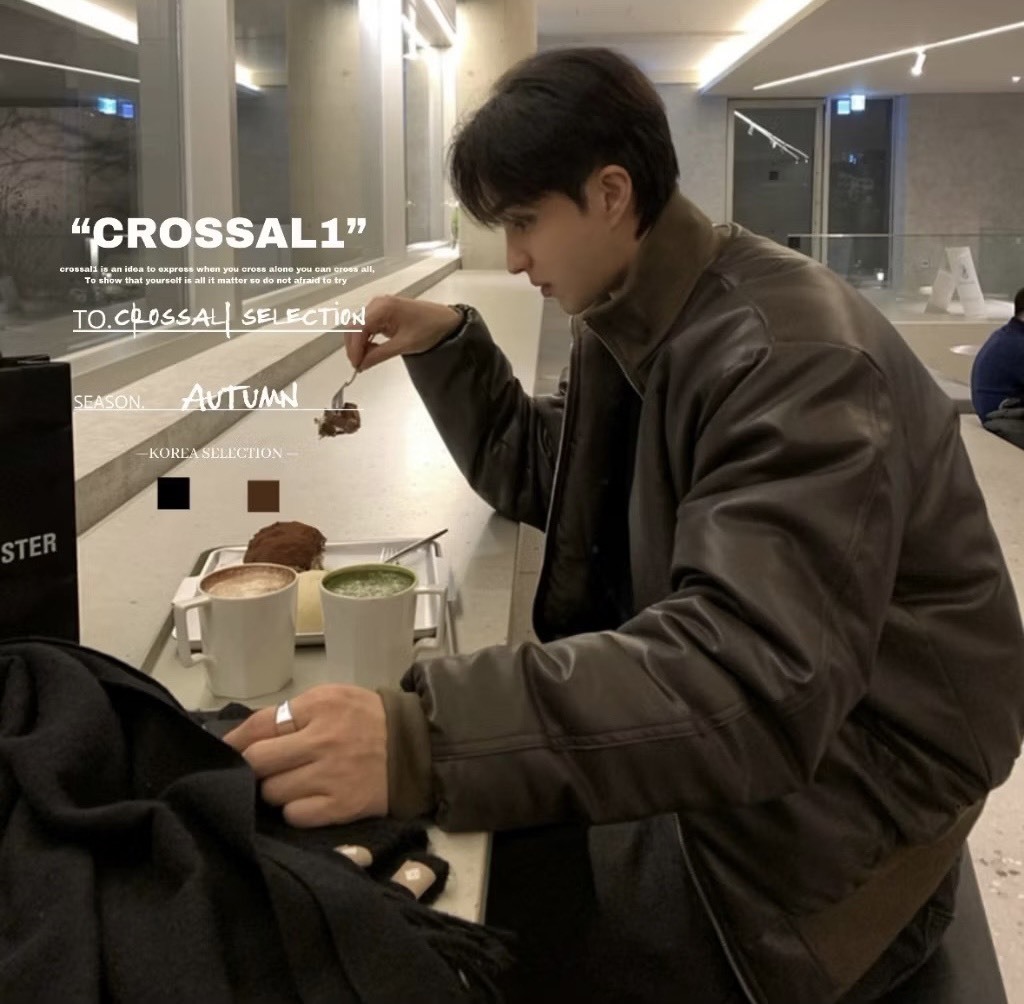 立領鋪棉皮革雙拉鍊外套