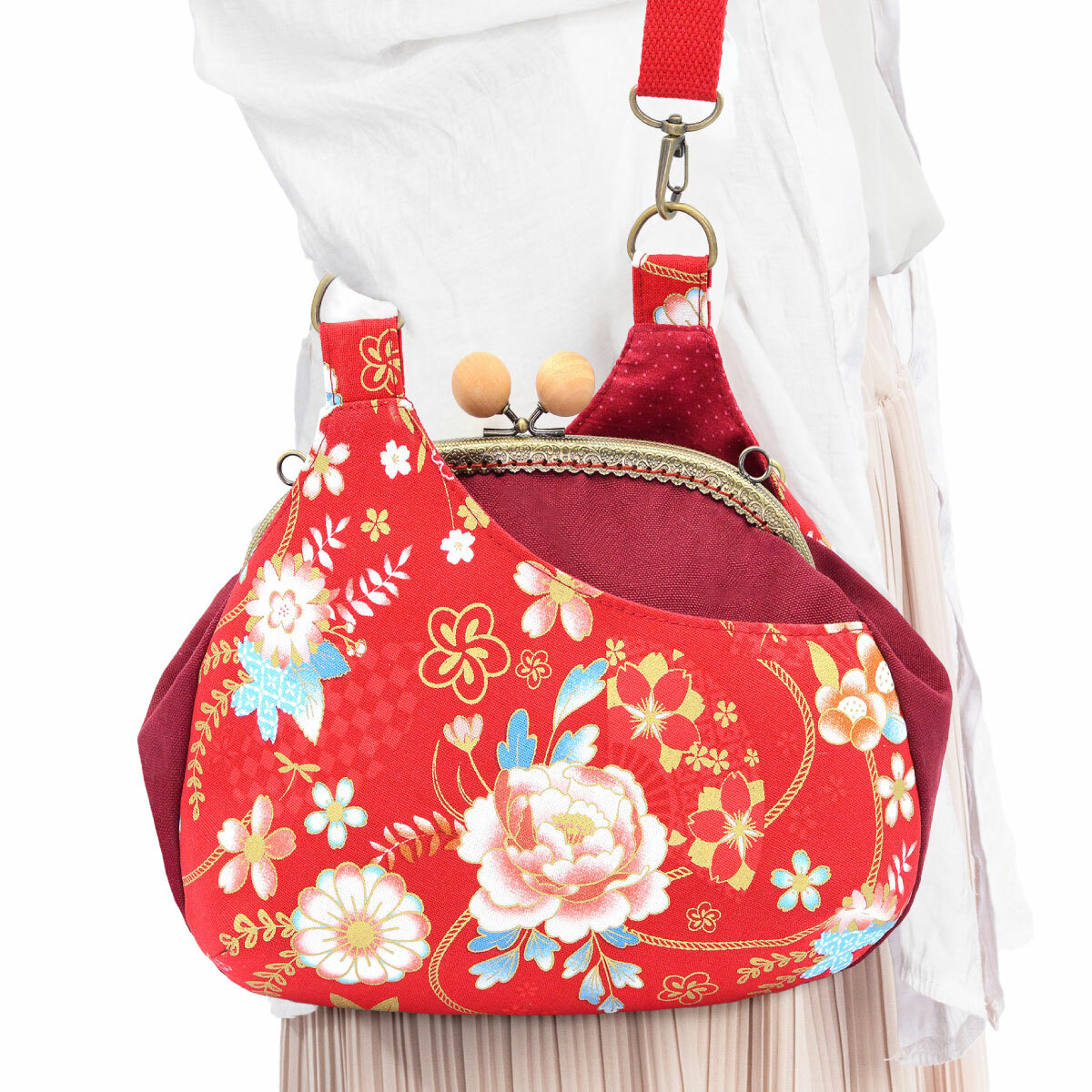 弧形口金肩背斜背包【成品包】