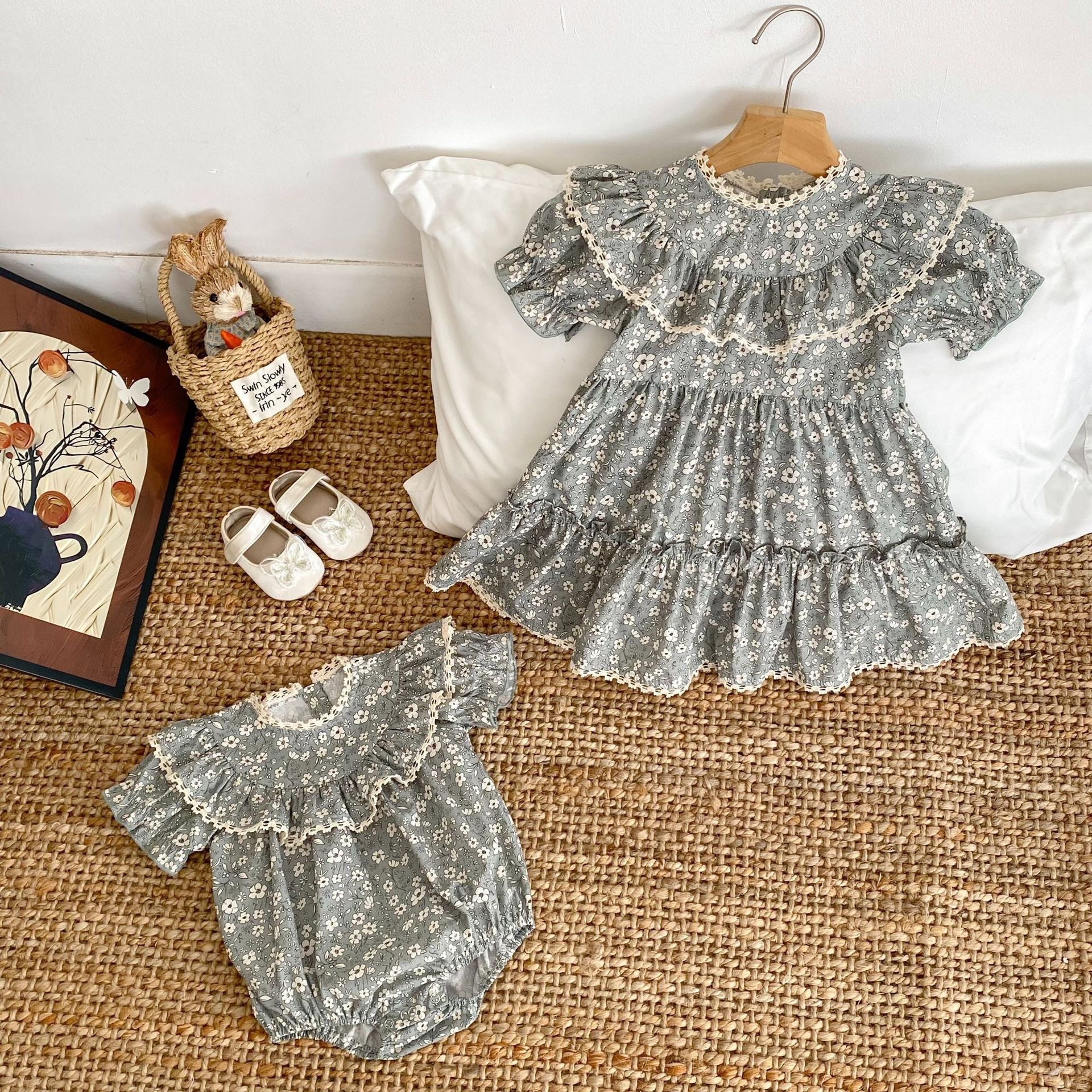 姊妹一起穿_超萌碎花洋裝/包屁衣