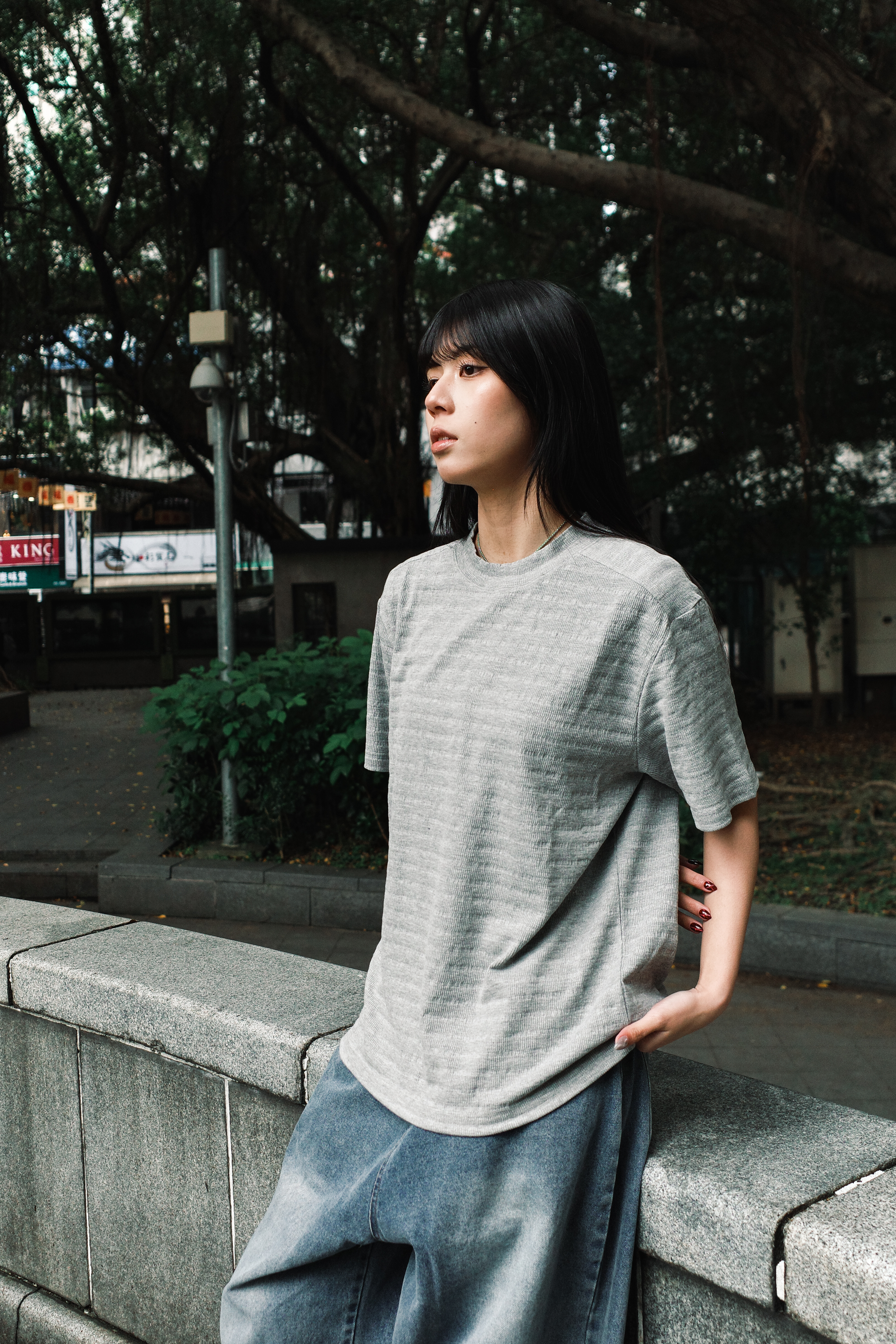 『Always_Good』高級感 混織 肌理 提花 短版 短T