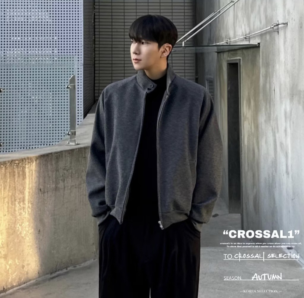 鈕扣立領毛呢秋冬外套