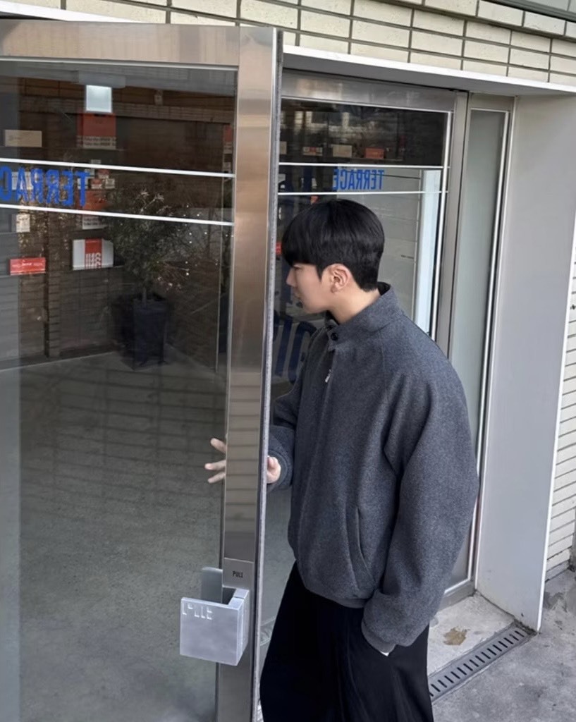 鈕扣立領毛呢秋冬外套