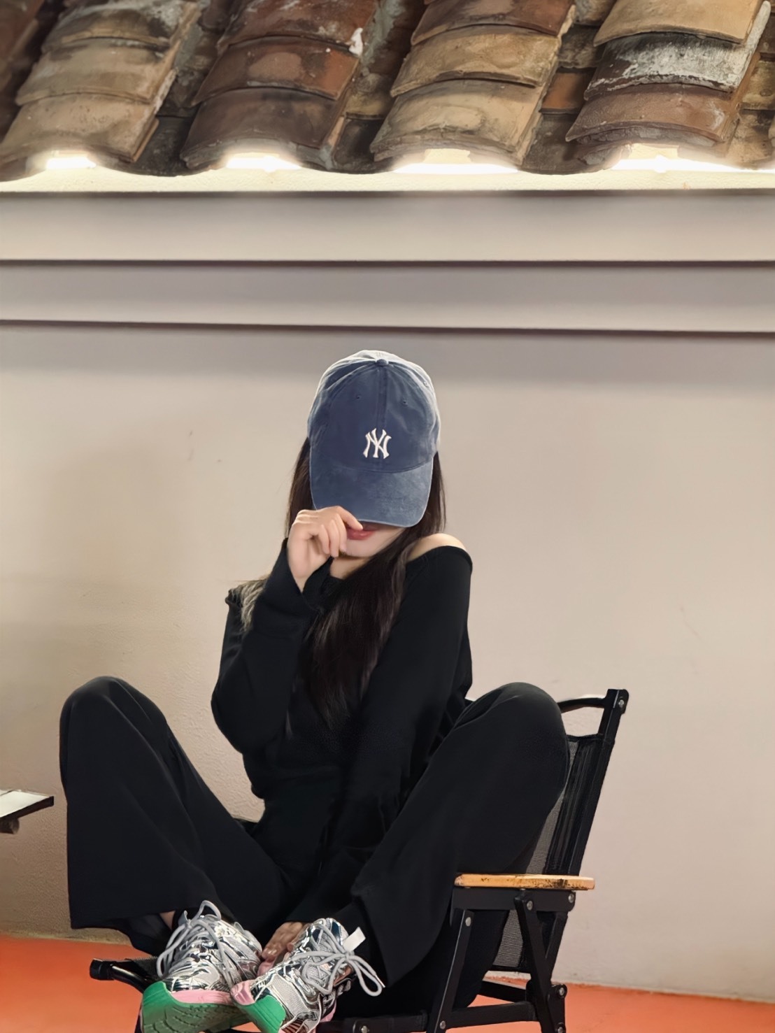 MLB 字母印花設計 棒球帽 水洗藍 水洗灰