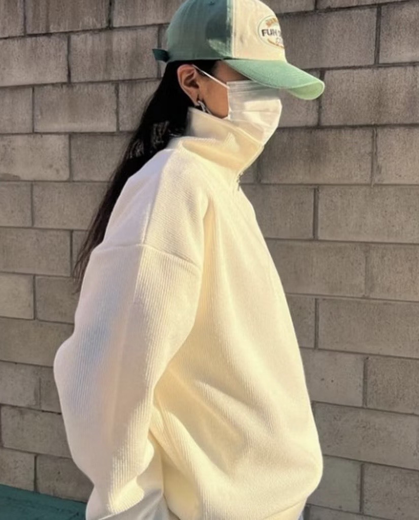 polo拉鍊素面針織高領