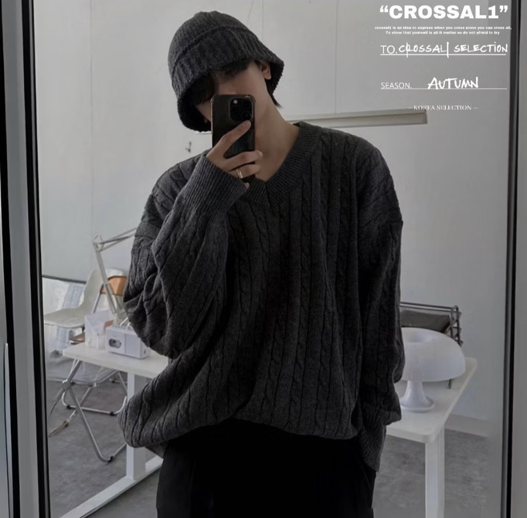 V領/圓領 麻花線條針織毛衣