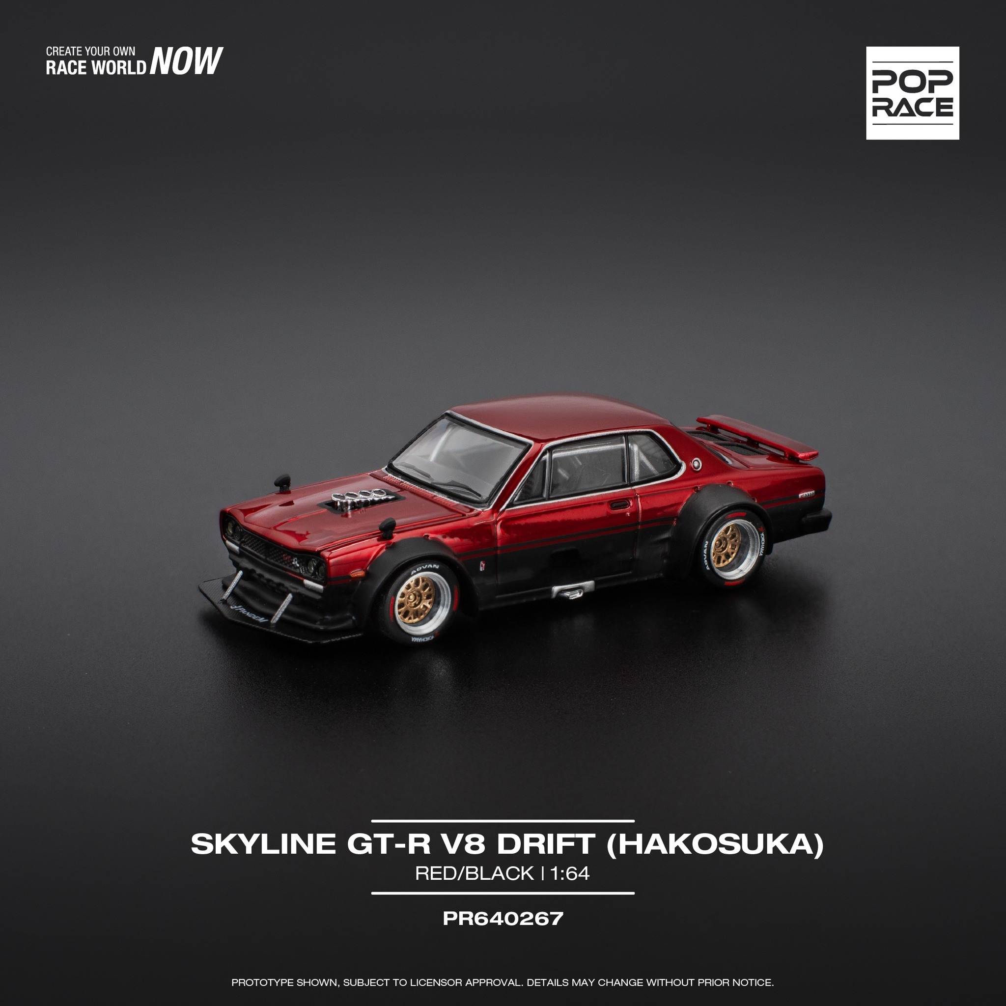 【預訂】Pop Race Skyline GT-R V8 Drift (Hakosuka) Red Black