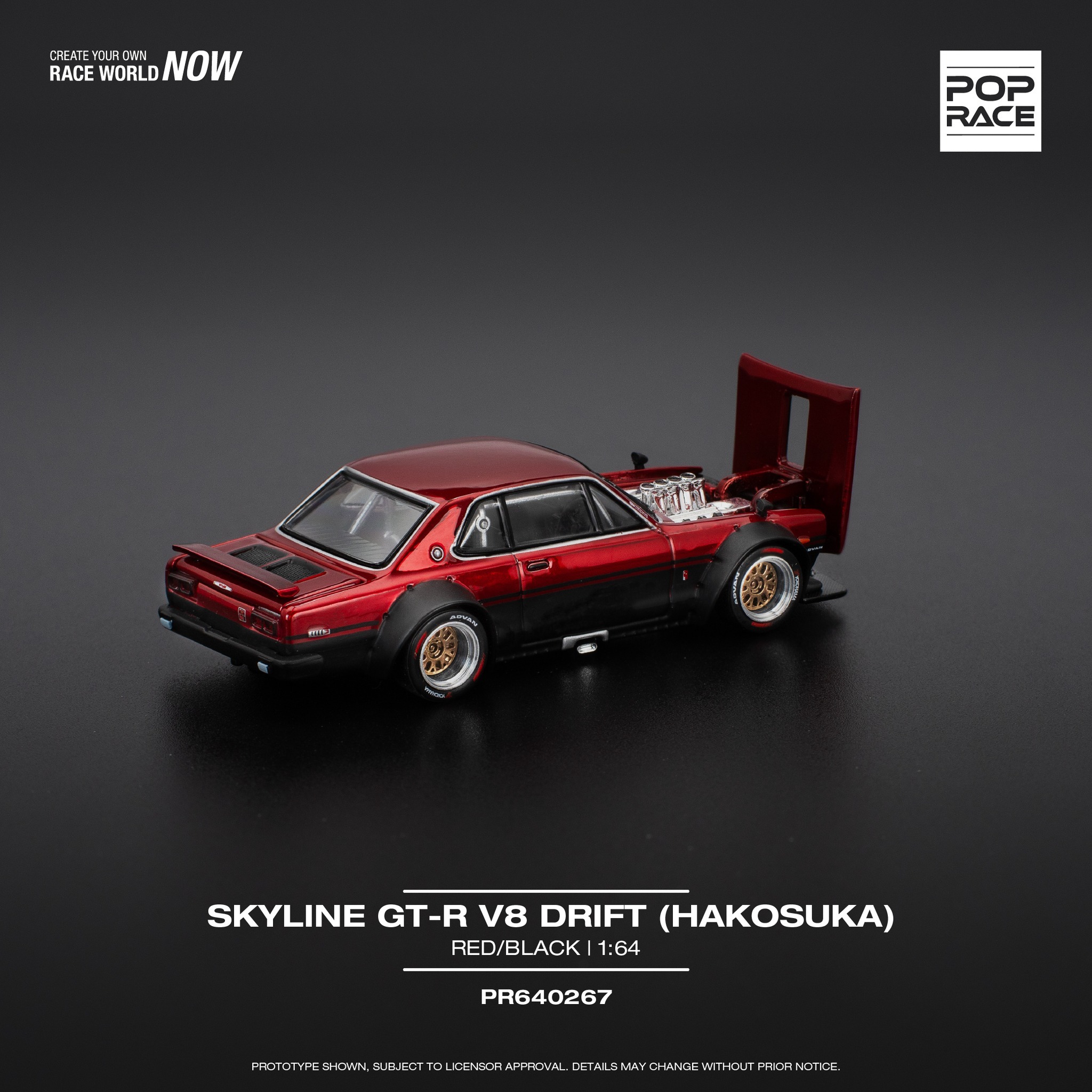 【預訂】Pop Race Skyline GT-R V8 Drift (Hakosuka) Red Black