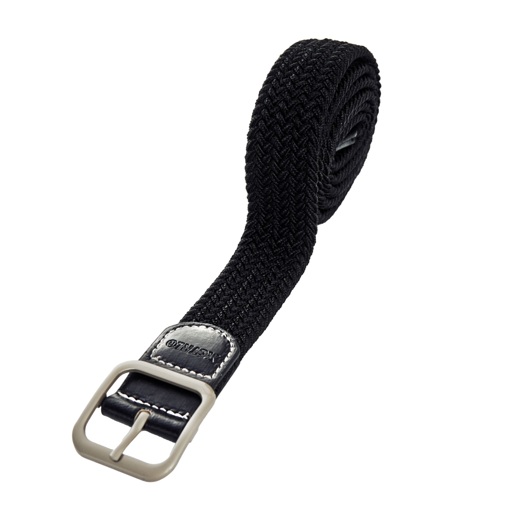 XCTRL 方頭鬆緊編織皮帶-黑