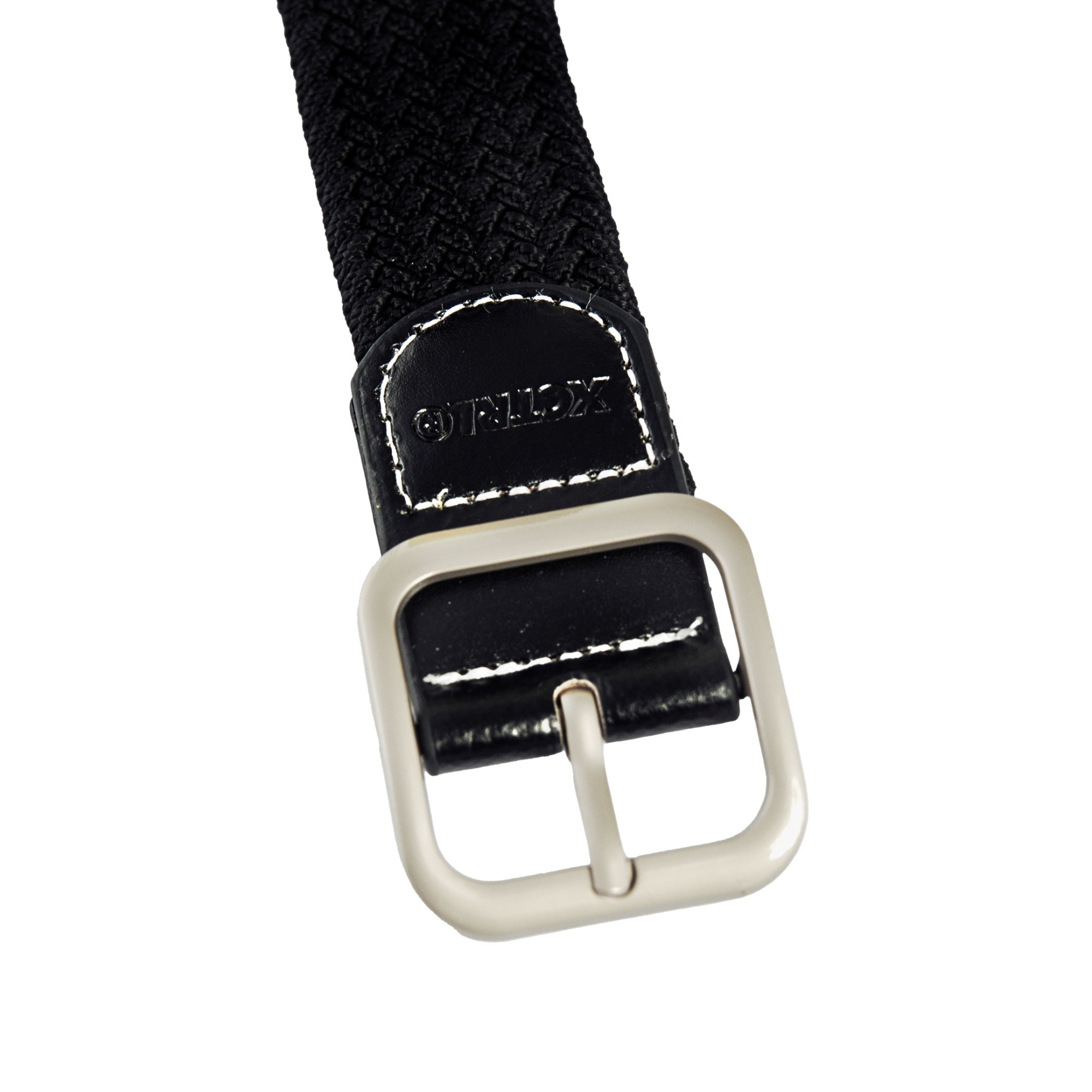 XCTRL 方頭鬆緊編織皮帶-黑