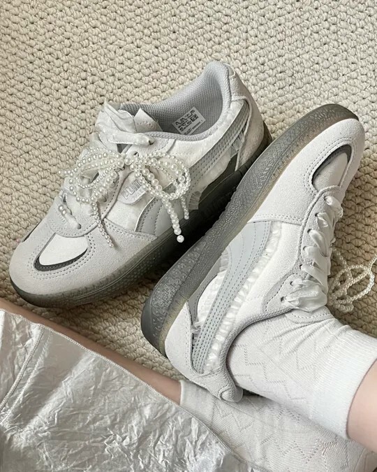 Puma Palermo 蕾絲 芭蕾 德訓鞋 灰 珍珠蕾絲