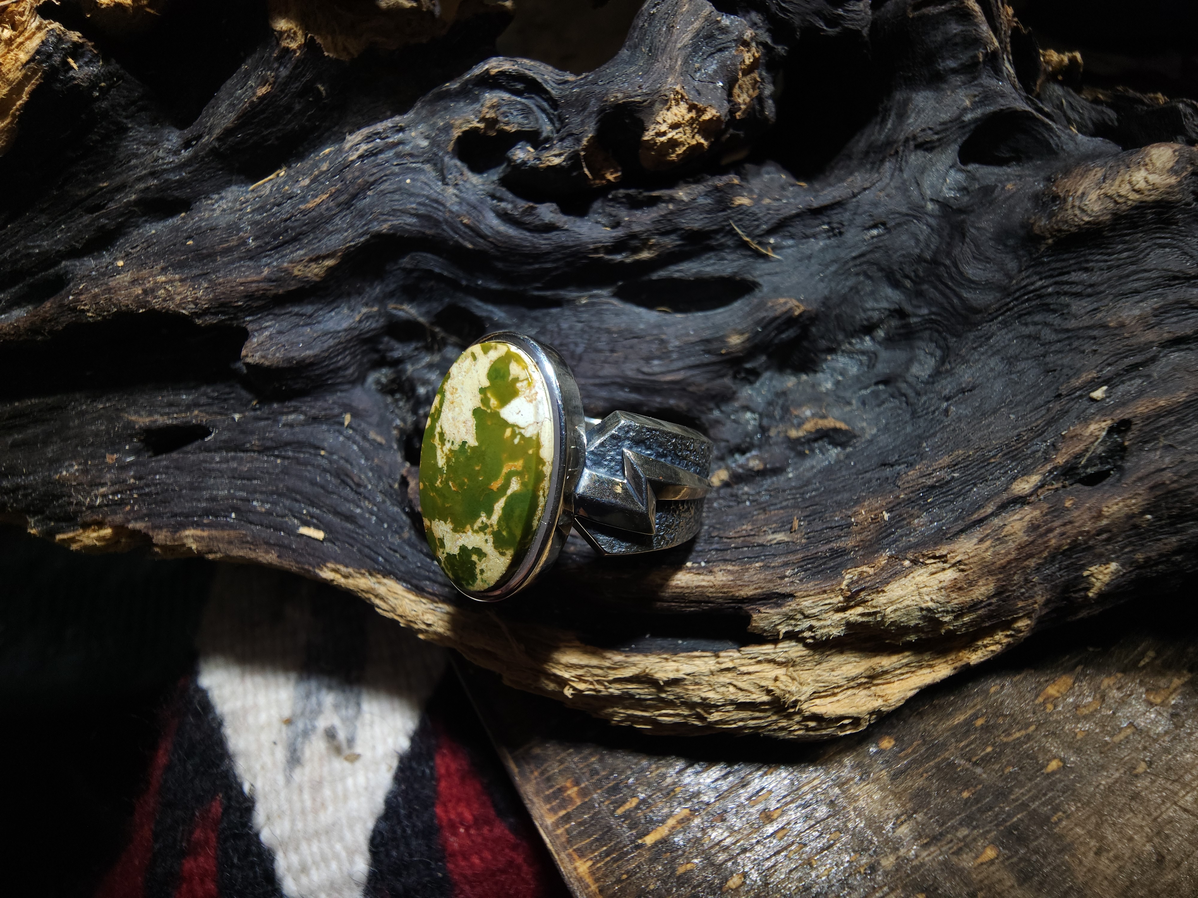 *Black Venom Jewelry- Freedom & Prayer 純銀銳角閃電戒鑲 Pilot Mt.松石