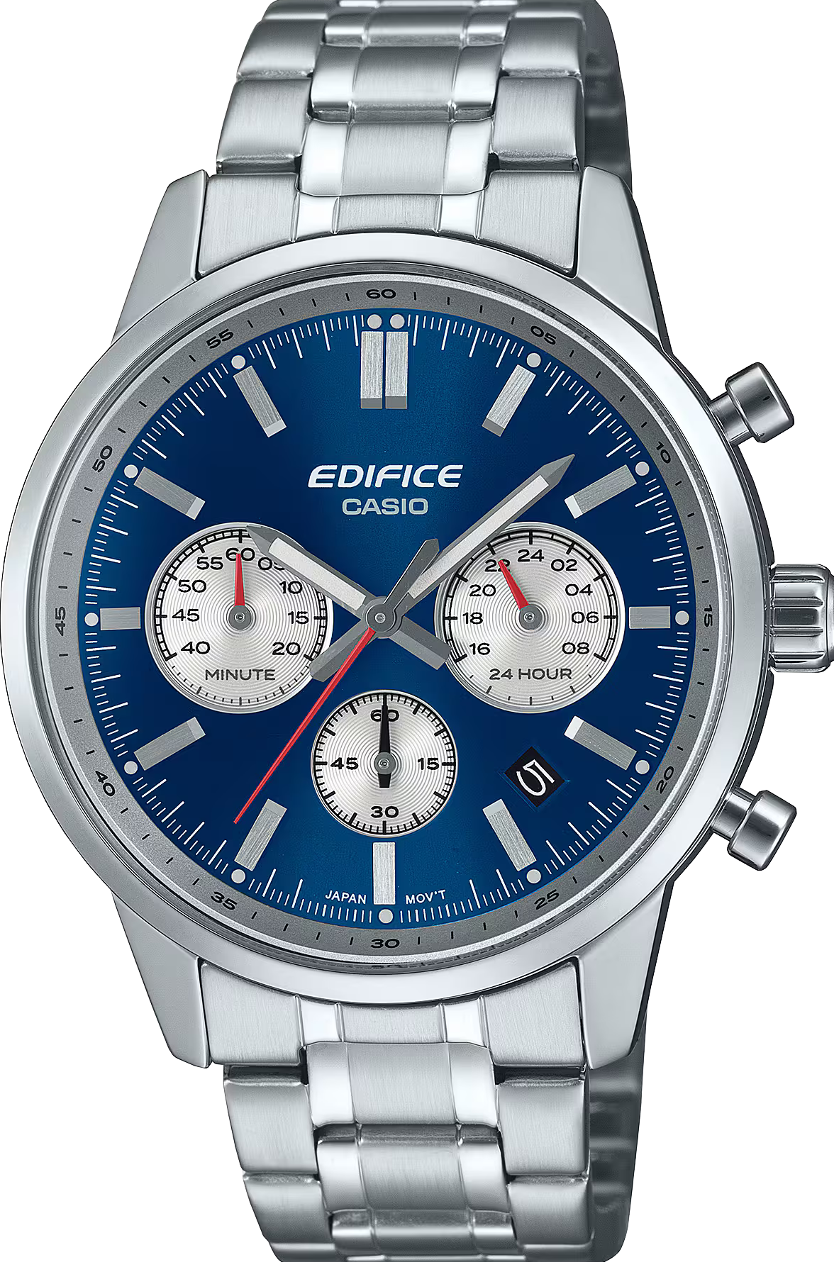 萬年鐘錶 - CASIO 卡西歐 EDIFICE 系列  經典時尚賽車藍面三眼計時男錶 EFR-575D-2A 錶徑 : 40.5MM
