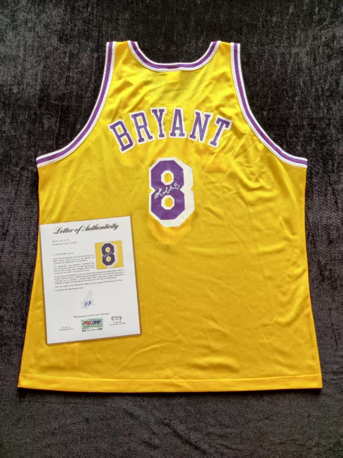 Kobe Bryant Champion Signed Jersey PSA