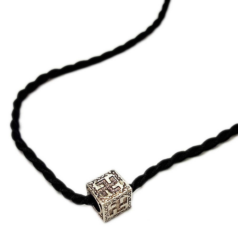 卍{ 925銀}方塊&黑繩項鍊【十方】140077