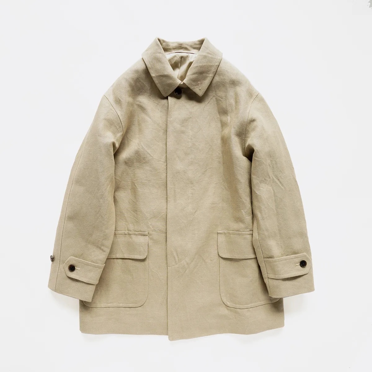 ON SALE: A.PRESSE LINEN HALF COAT - BEIGE SIZE 2 PRE ORDER ITEM (預訂中)