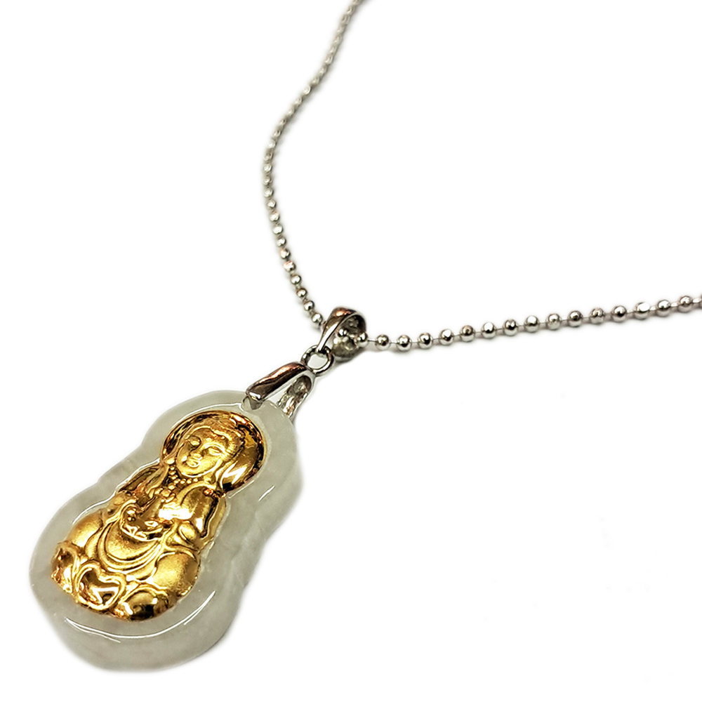 玉觀音{金箔}&鈦鋼項鍊【十方】154522