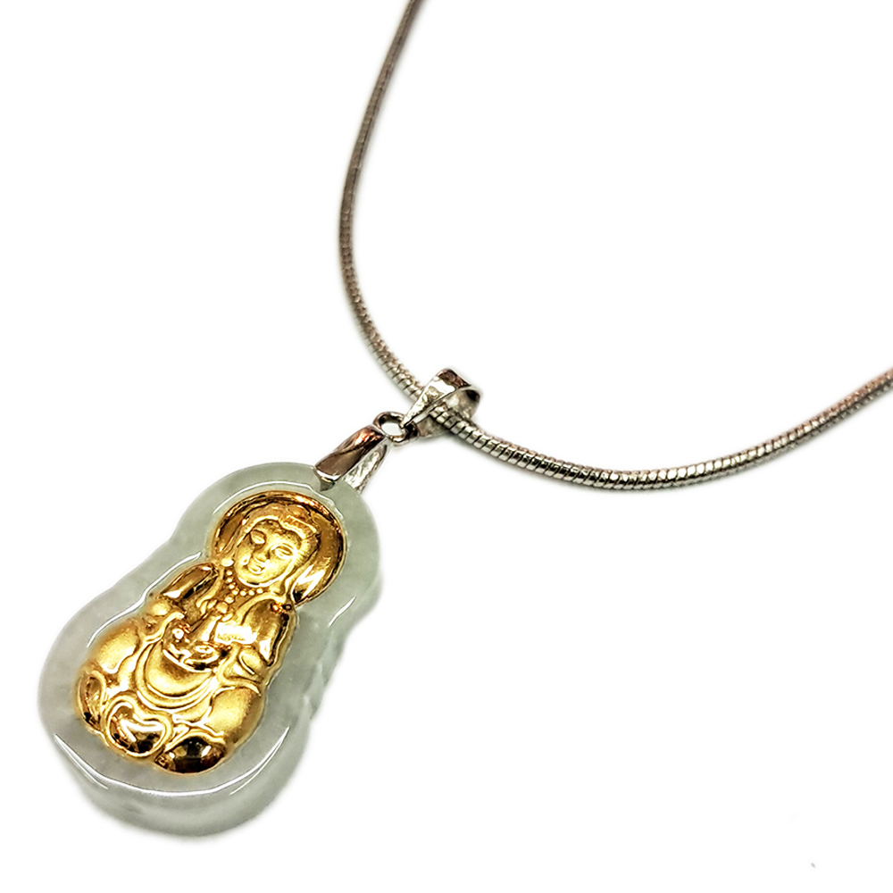 玉觀音{金箔}&鈦鋼項鍊【十方】154523