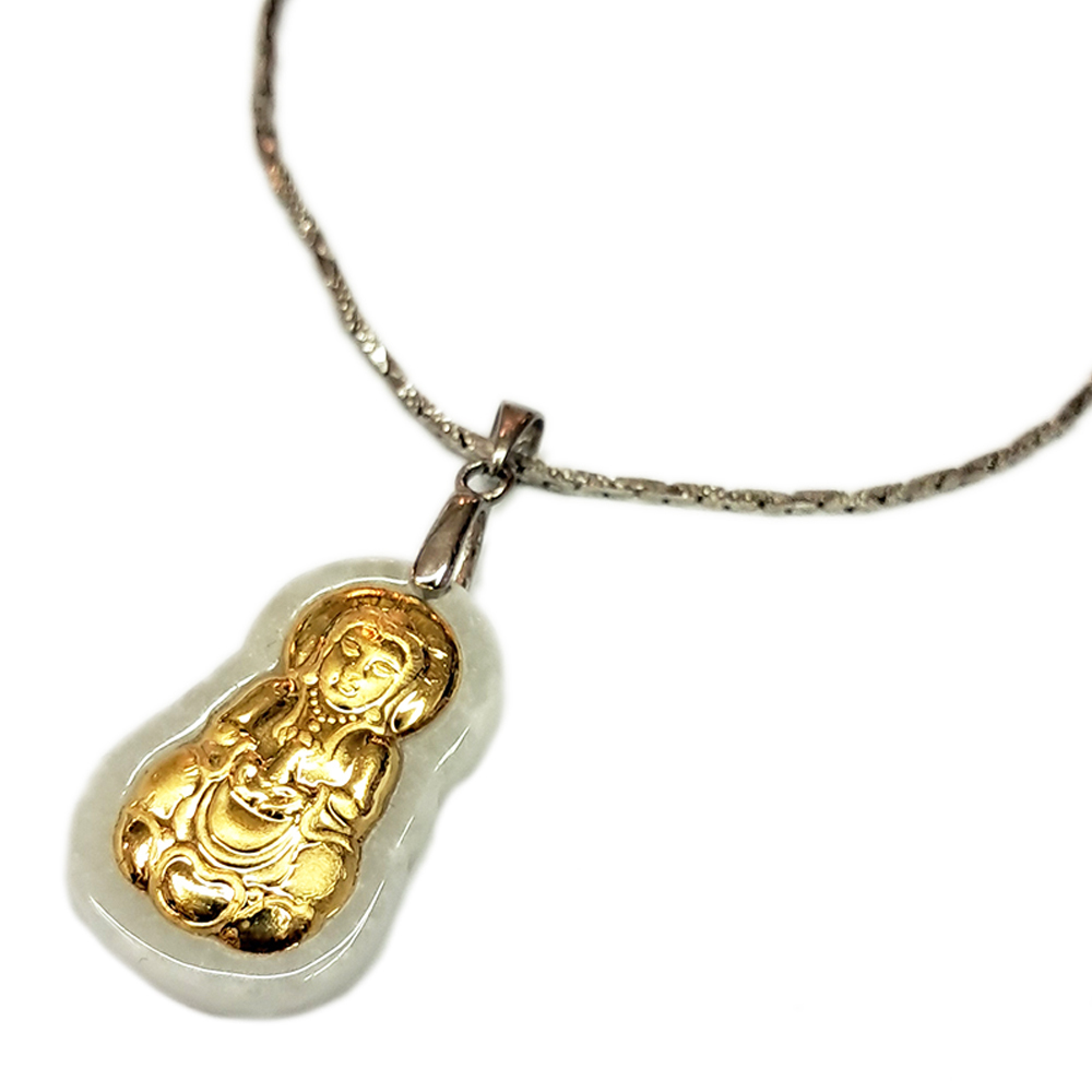 玉觀音{金箔}&鈦鋼項鍊【十方】154524