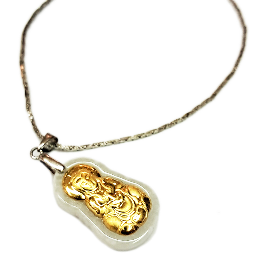 玉觀音{金箔}&鈦鋼項鍊【十方】154524