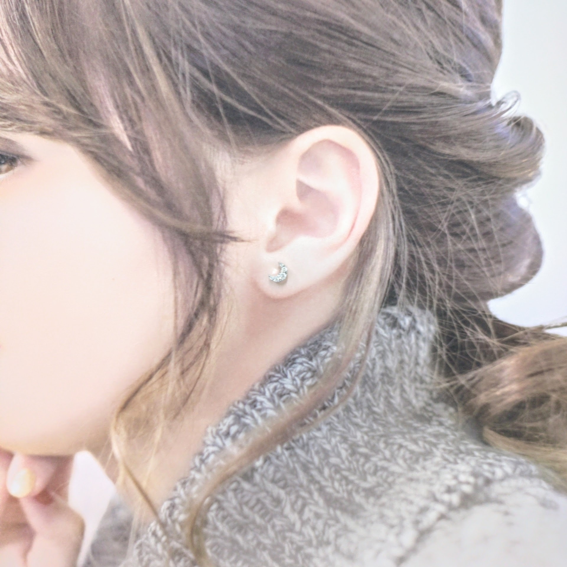 全新18K白金25份鑽石耳環