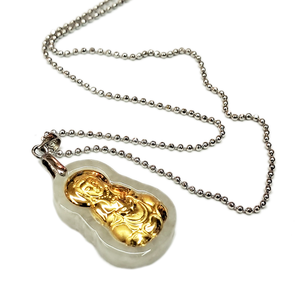 玉觀音{金箔}&鈦鋼項鍊【十方】154525