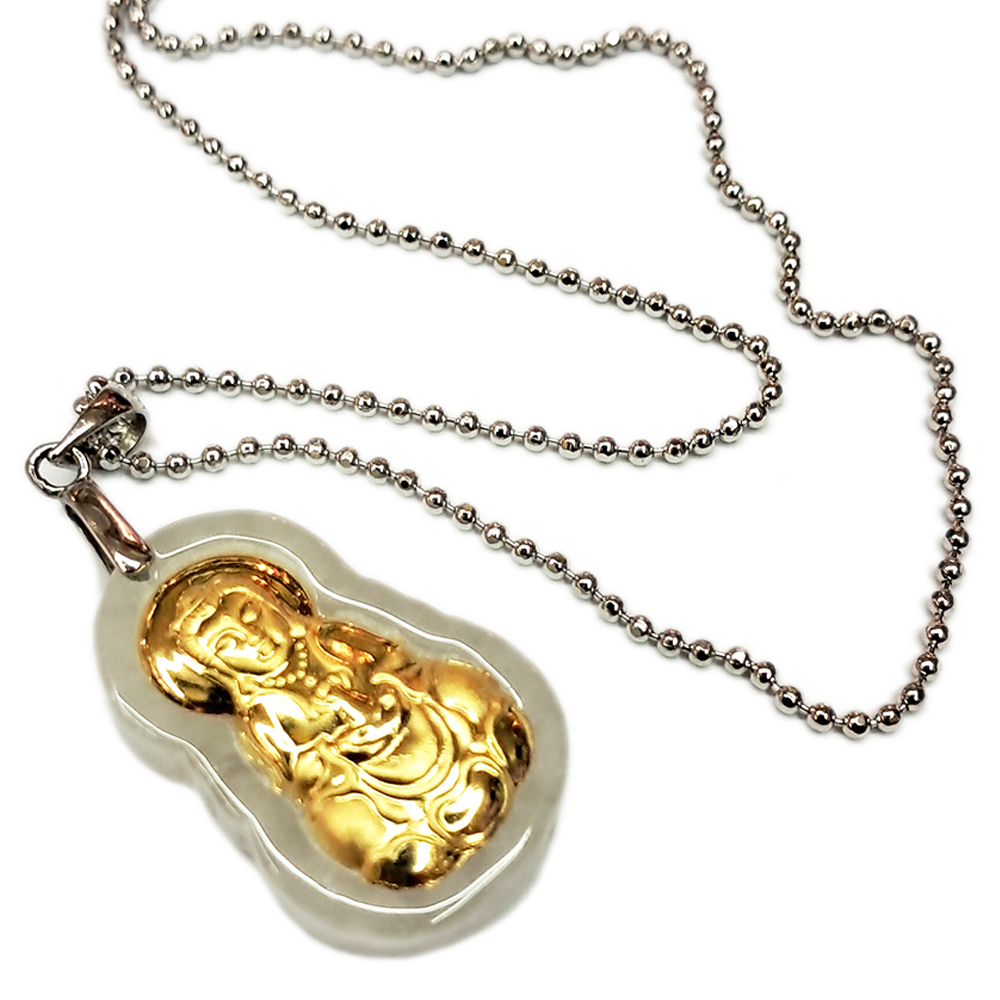 玉觀音{金箔}&鈦鋼項鍊【十方】154525