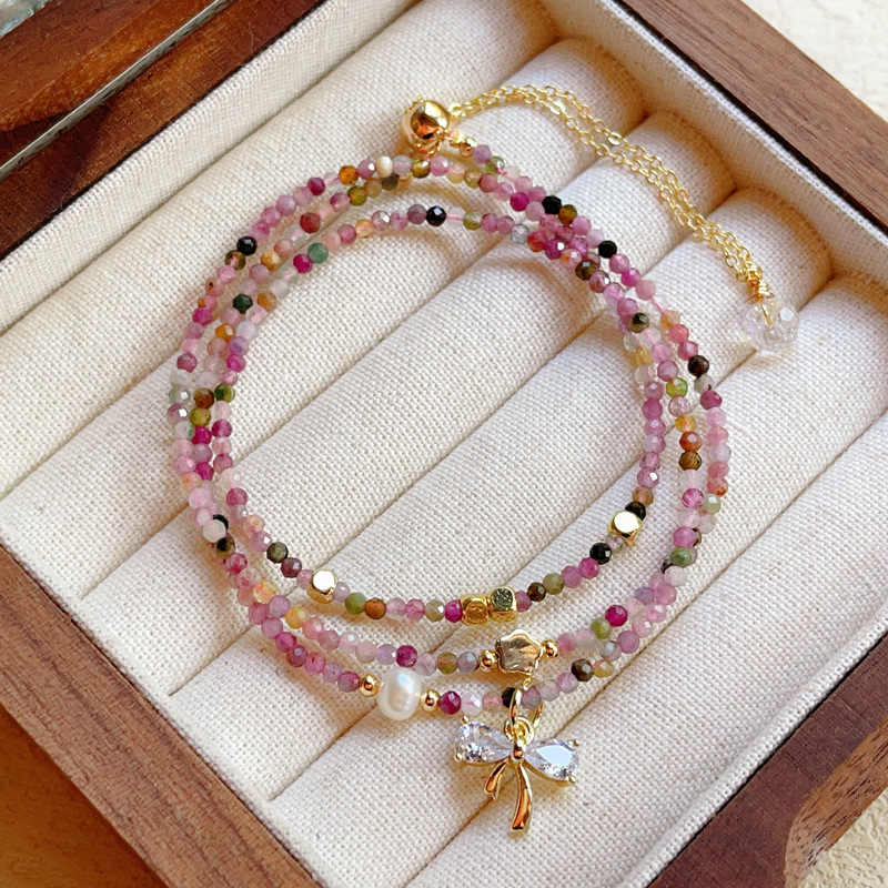 【星軌】天然切面彩色碧璽三圈手鍊/項鍊/鎖骨鍊