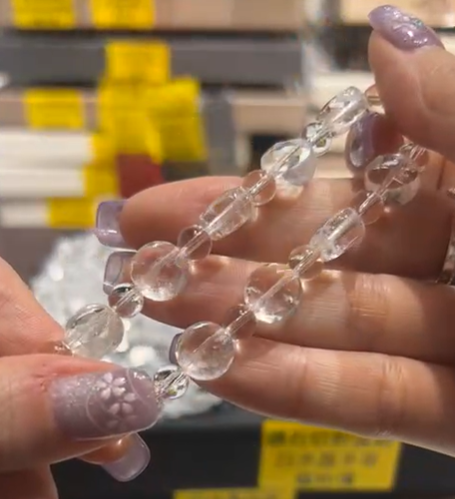 250321 - B93 鑽石切圓餅白水晶手串