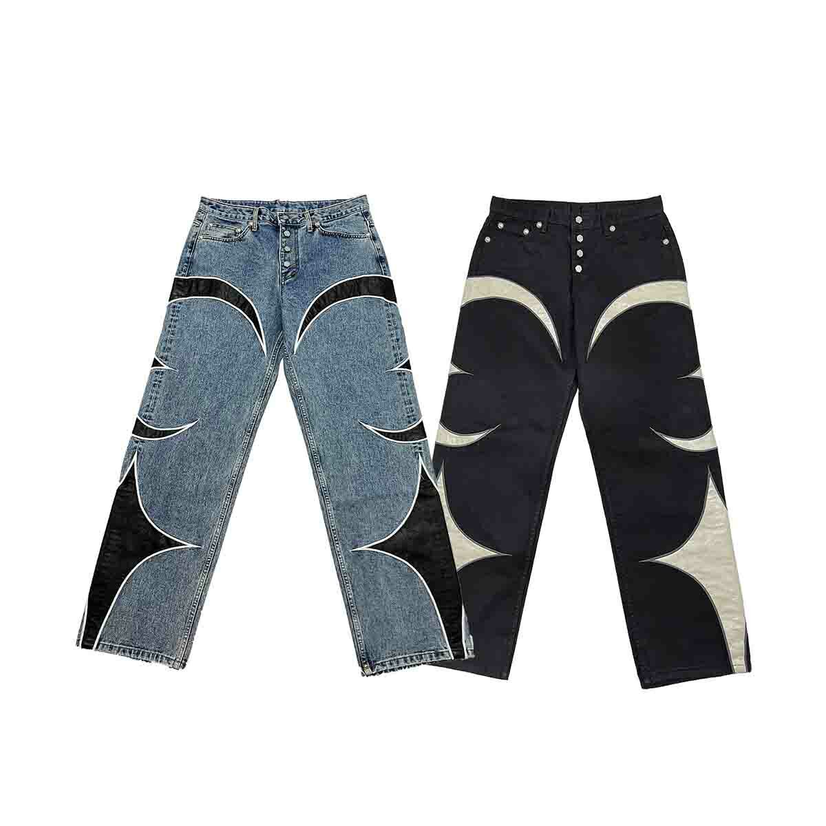 Thug Club｜Basic Product – TC Leather Washing Denim Pants (Black / White)