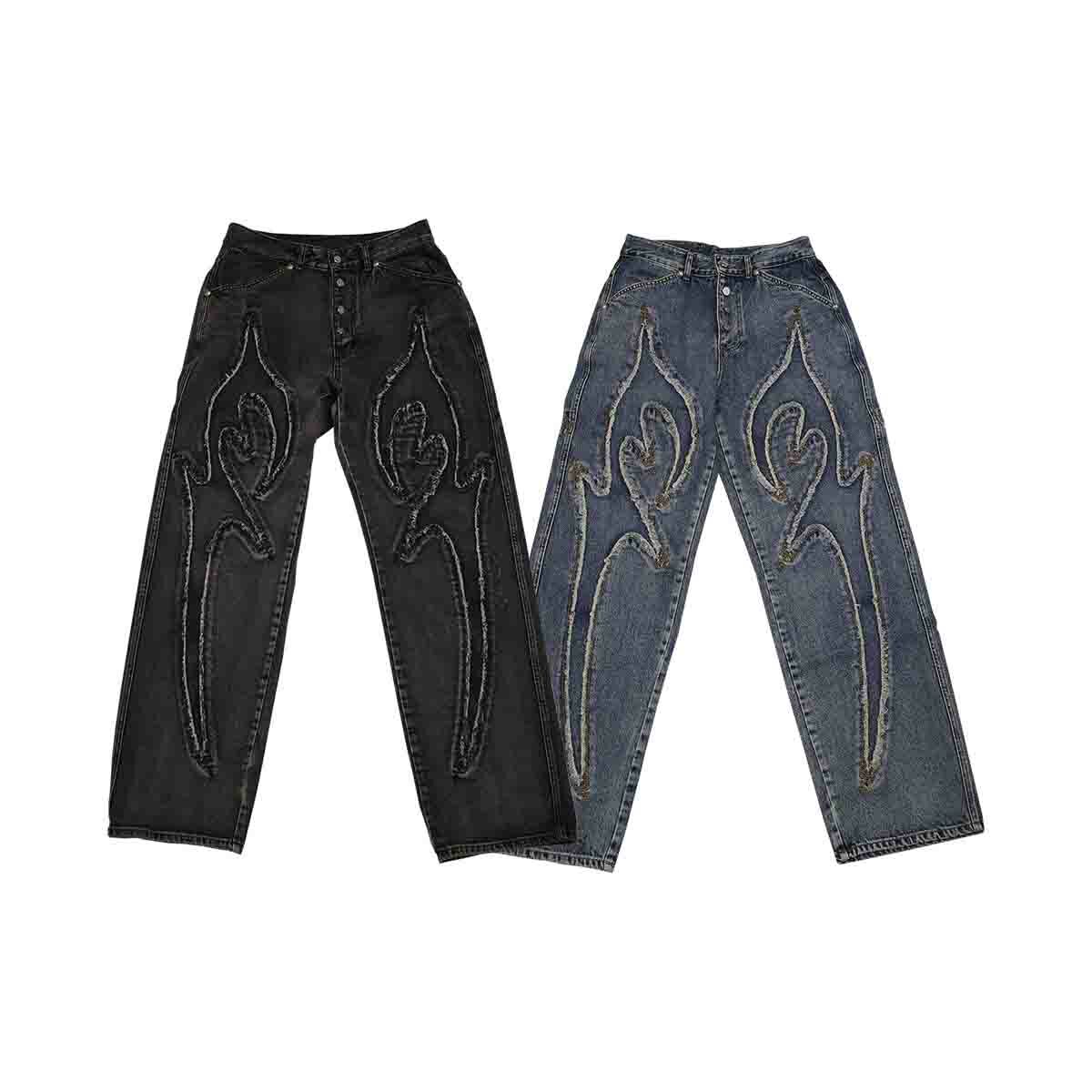 Thug Club｜Basic Product – Tribal Denim Pants (Black / Blue)