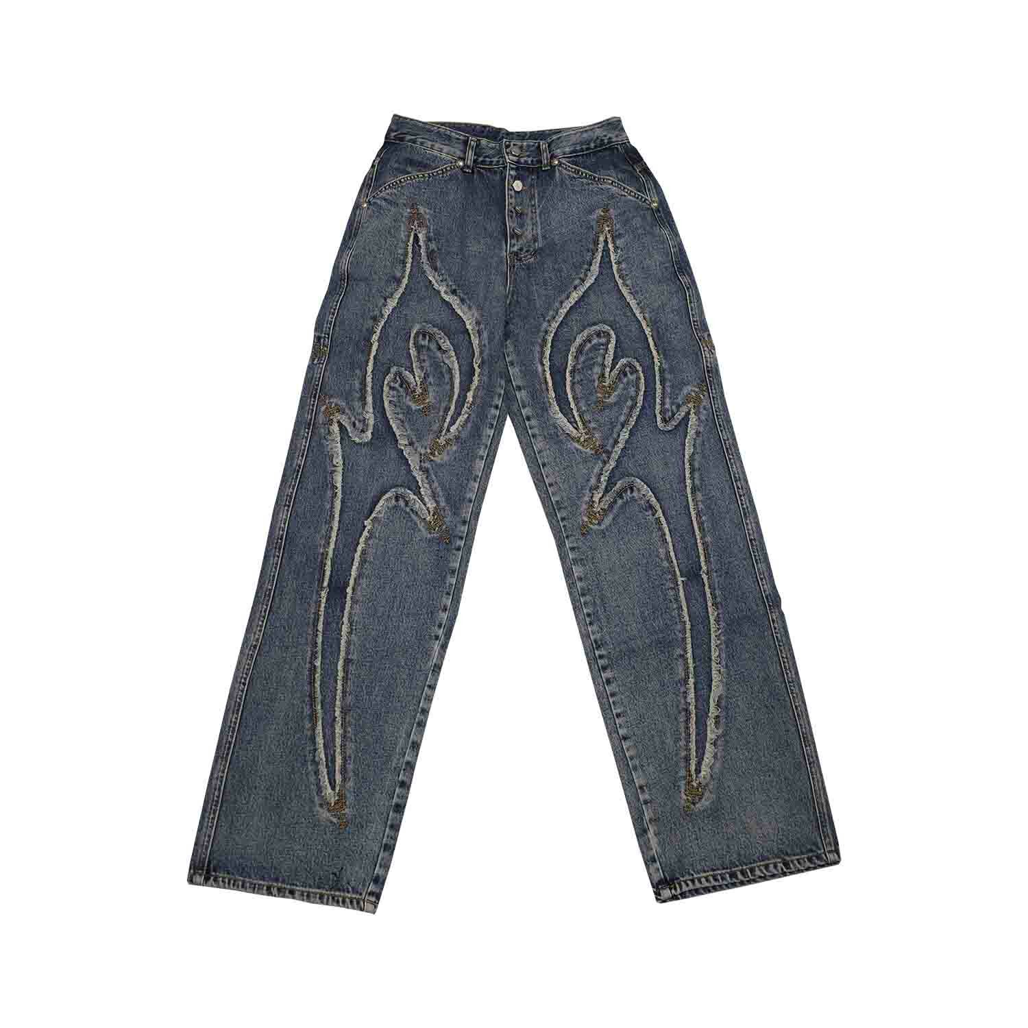 Thug Club｜Basic Product – Tribal Denim Pants (Black / Blue)