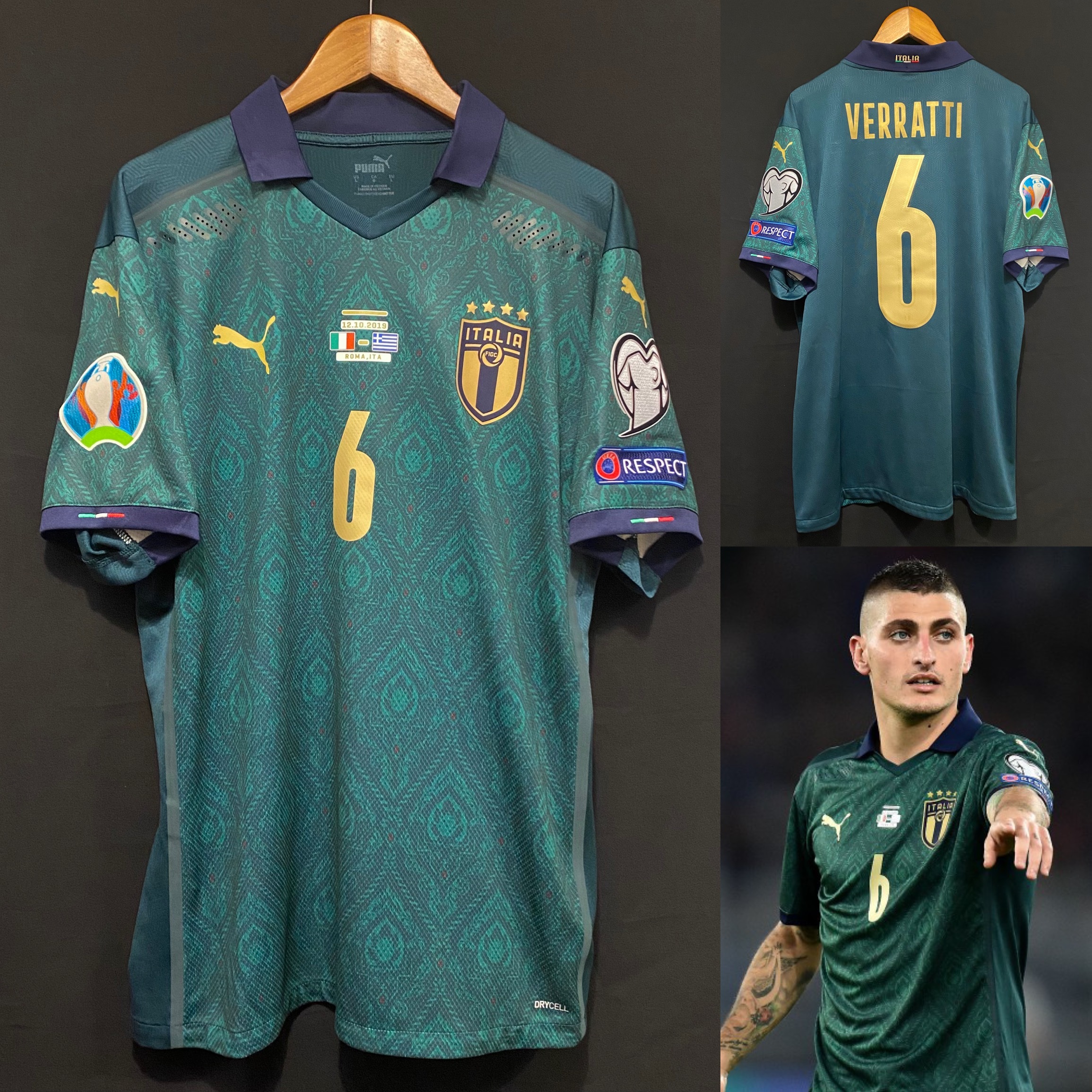 (BNWT) Italy 2019-2020 Puma Third Authentic Player Shirt #6 VERRATTI
