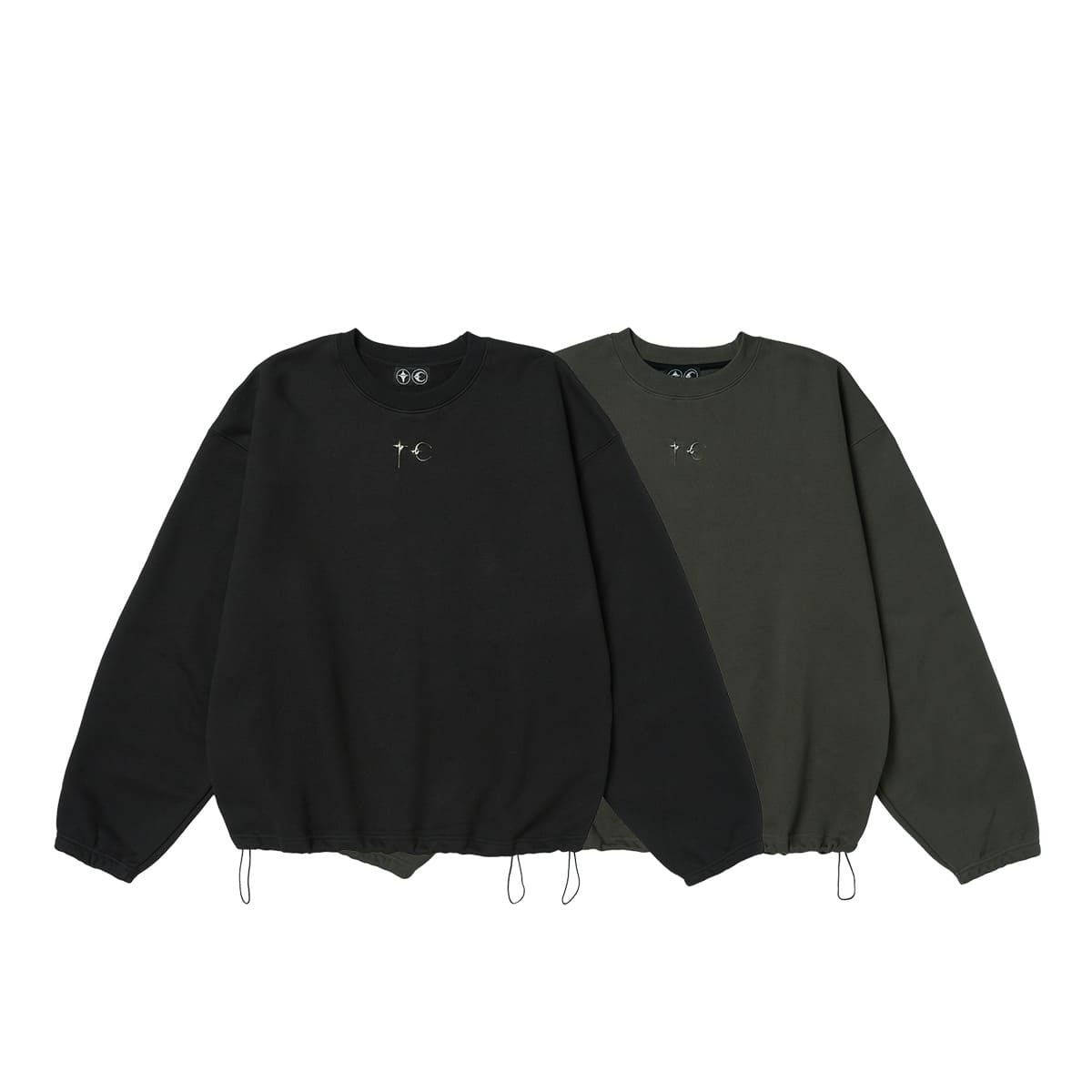 Thug Club｜FW24 – Color Emblem Sweatshirt (Black / Khaki)