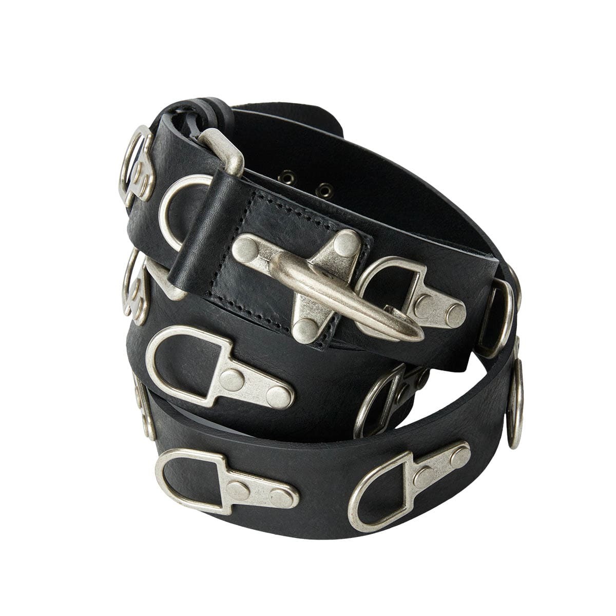 Thug Club｜SS25 – Full Metal Leather Belt (Black / Brown)
