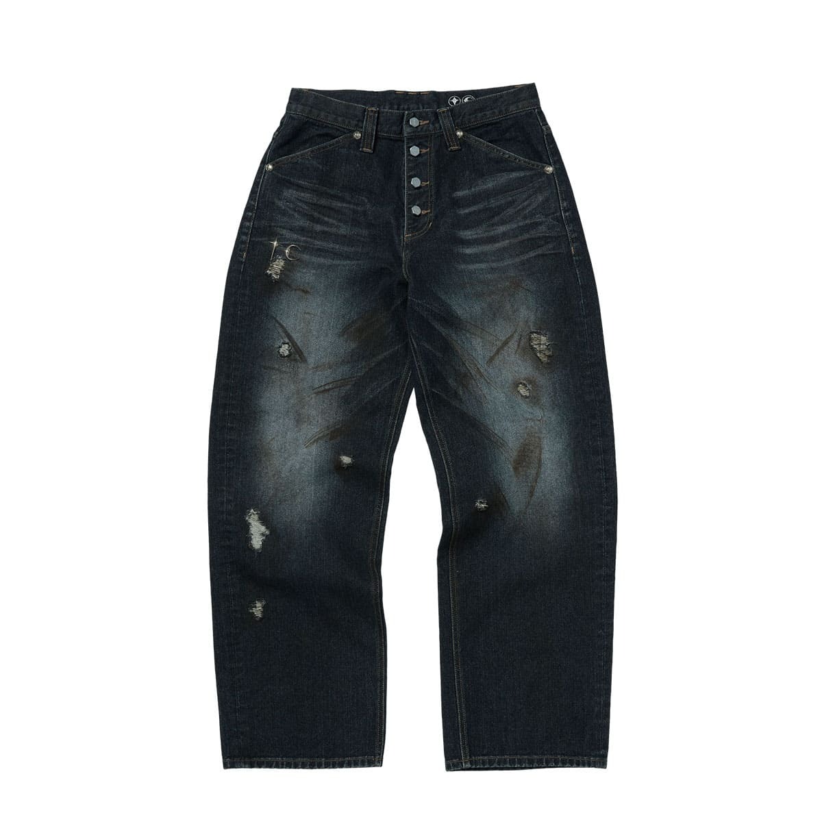 Thug Club｜SS25 – Burn Down Denim Pants (Blue)