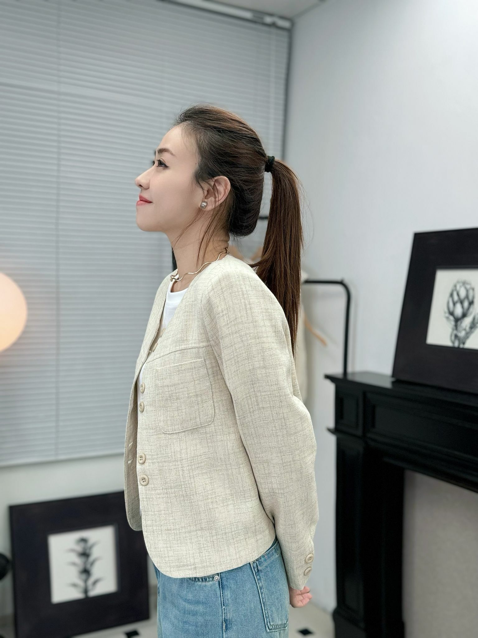 JK#6980 🤍亞麻Crop Jacket