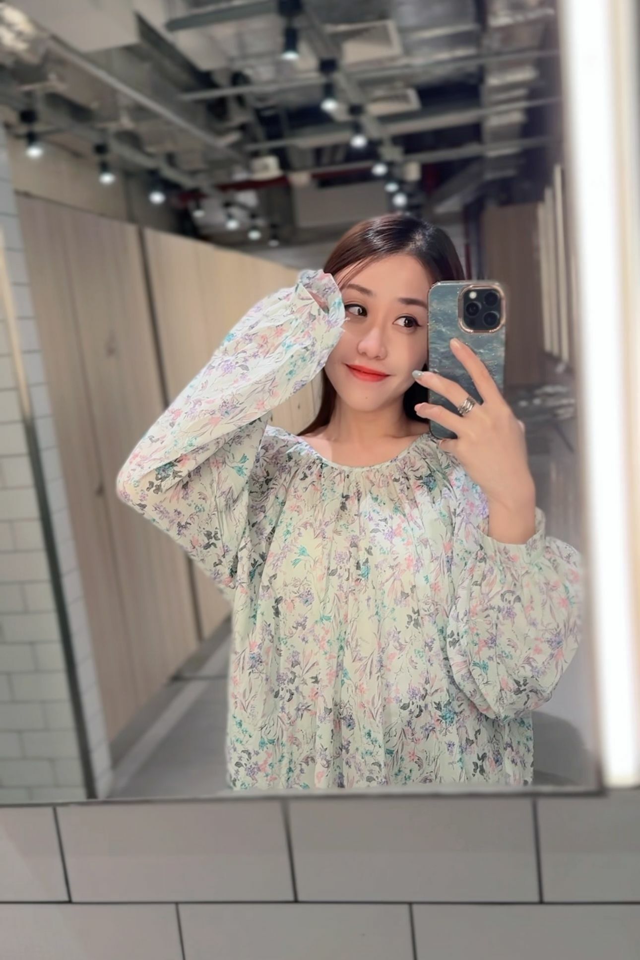 TOP#6982 🤍薄荷森林碎花襯衫