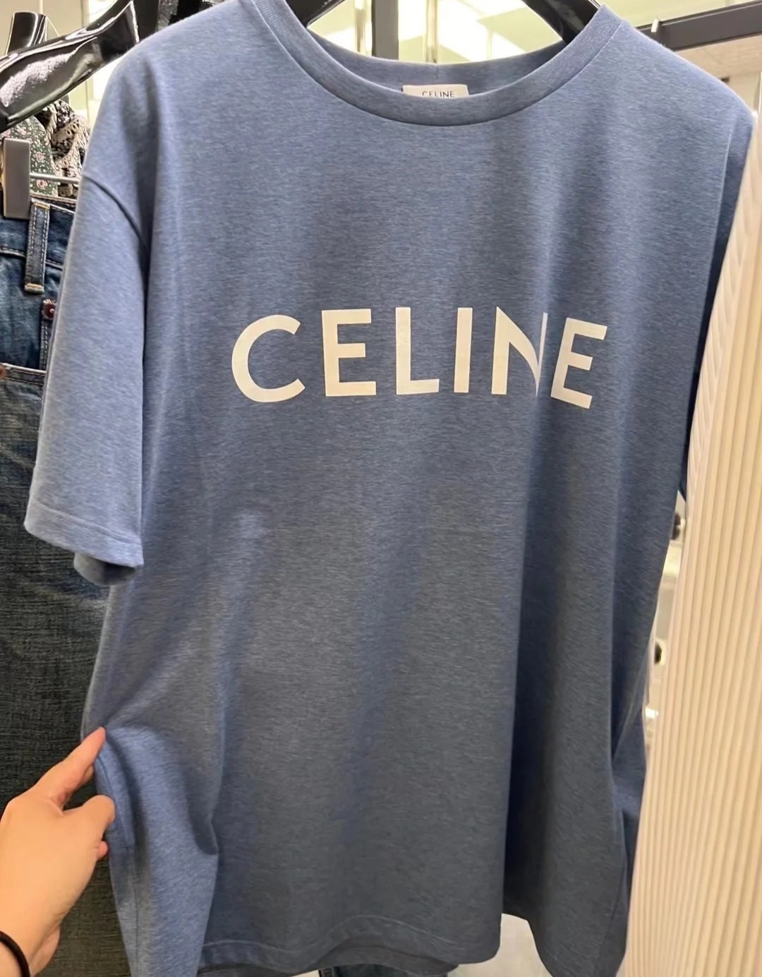 Celine 牛仔藍色 Basic logo Tee