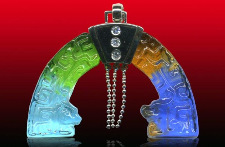 鹿港窯水晶琉璃|雙龍璧銀飾項鍊 龍騰瑞氣福運相隨開運納福